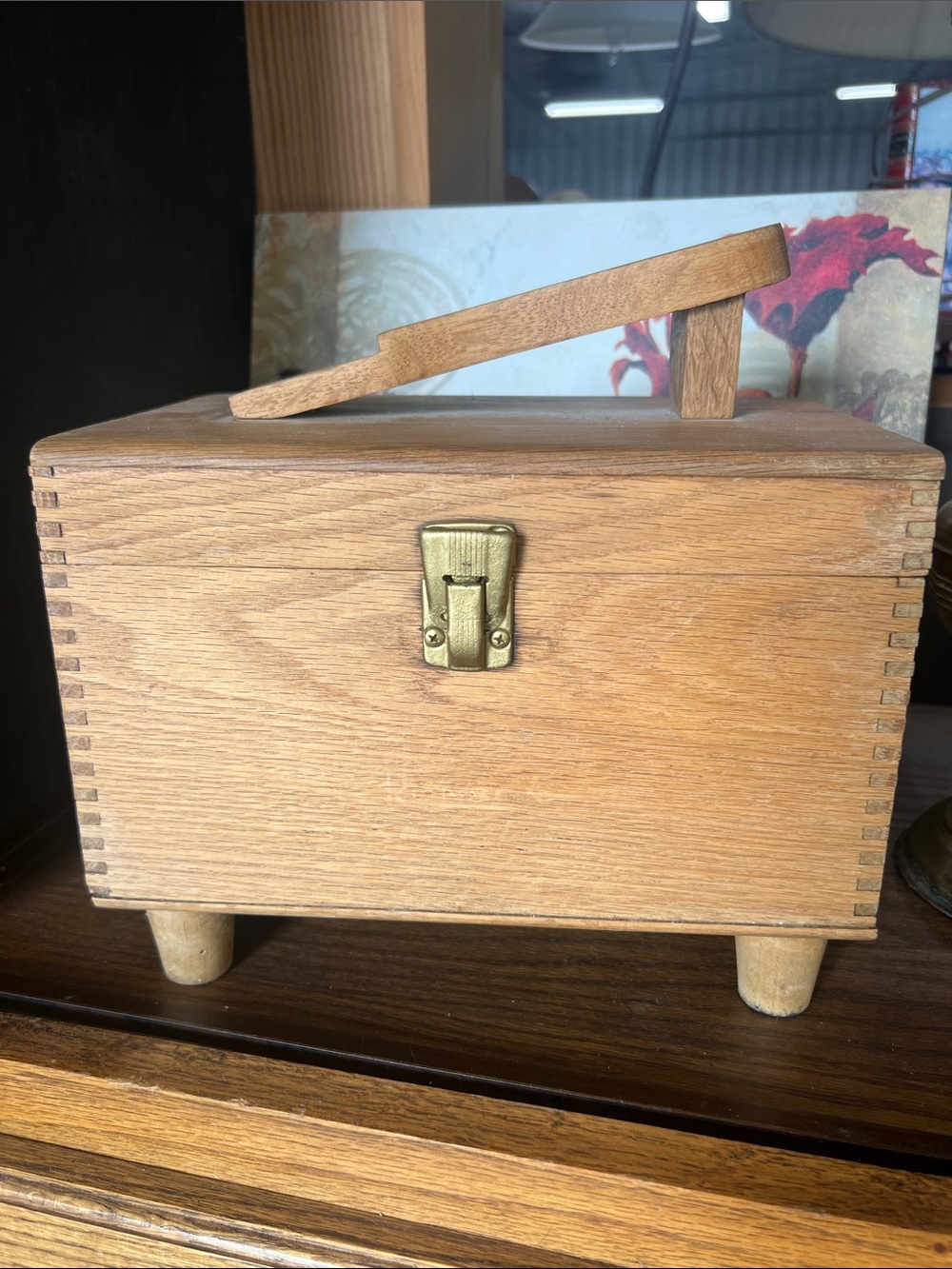 Vintage wooden shoe shine box